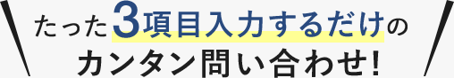 たった3項目入力するだけのカンタン問い合わせ！